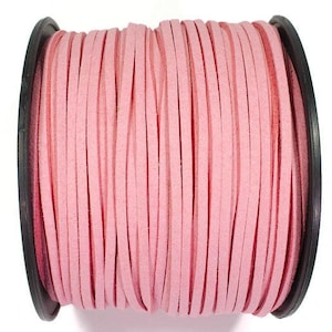 5/10/20/30/40/50 m No.15 imitation suede ribbon 3 mm x 1.5 mm, pink, suede ribbon, imitation leather ribbon, suede ribbon, imitation leather ribbon pink pink