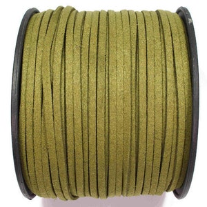 5/10/20/30/40/50 m No.37 imitation suede ribbon 3 mm x 1.5 mm, olive green olive, suede ribbon, imitation leather ribbon, suede ribbon, imitation leather ribbon