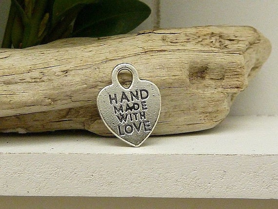 20 /"Made with love/"Anhänger in antik silberfarben