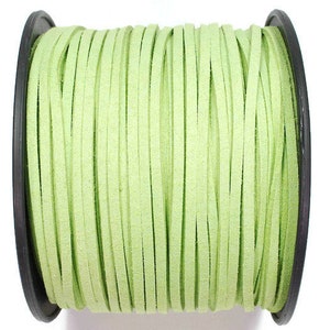 5/10/20/30/40/50 m No.34 imitation suede ribbon 3 mm x 1.5 mm, light green, suede ribbon, imitation leather ribbon, suede ribbon, decorative ribbon green