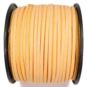 5/10/20/30/40/50 m No.8 imitation suede ribbon 3 mm x 1.5 mm, light orange, velor ribbon, imitation leather ribbon, suede ribbon, imitation leather ribbon