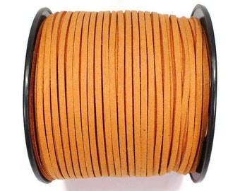 5/10/20/30/40/50m Nr.9 Wildlederimitat Band 3mm x 1,5mm, orange, Veloursband, Kunstleder Band, Veloursleder Band, Schmuckband, Lederimitat