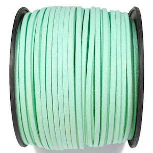 5/10/20/30/40/50 m No.33 imitation suede ribbon 3 mm x 1.5 mm, mint green mint, velour ribbon, imitation leather ribbon, suede ribbon, imitation leather ribbon