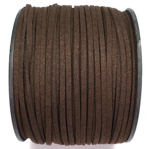 5/10/20/30/40/50 m No.39 imitation suede ribbon 3 mm x 1.5 mm, dark brown, suede ribbon, imitation leather ribbon, suede ribbon, decorative ribbon, imitation