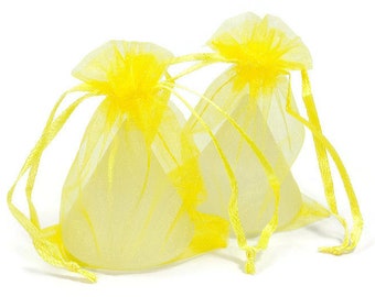 25/50/100/200 50 x 70 mm organza bags lemon yellow, organza bags, organza bags, gift packaging, guest gifts, fabric bags yellow