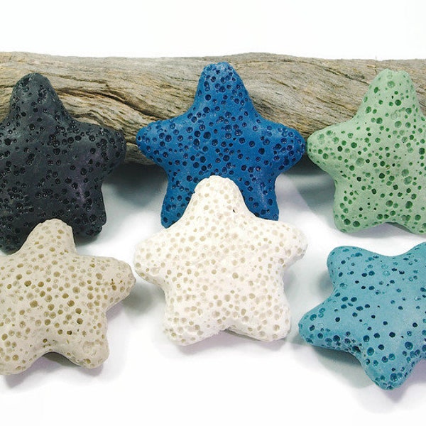 6/12 Lava Starfish Beads, Lava Star Beads, Various Colors, Lava Beads Starfish, Lava Stars, diy, Sea, Beach, Jewelry Maritim
