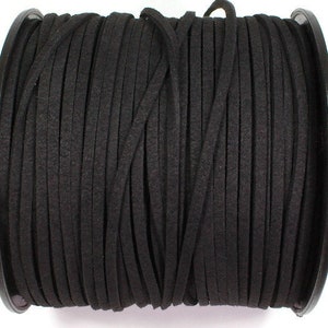 5/10/20/30/40/50 m No.1 imitation suede ribbon 3 mm x 1.5 mm, black, suede ribbon, imitation leather ribbon, suede ribbon, decorative ribbon, imitation leather