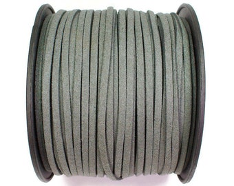 5/10/20/30/40/50 m No.2 imitation suede ribbon 3 mm x 1.5 mm, grey, suede ribbon, imitation leather ribbon, suede ribbon, decorative ribbon, imitation leather