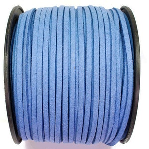 5/10/20/30/40/50 m No.26 imitation suede ribbon 3 mm x 1.5 mm, cornflower blue, velour ribbon, artificial leather ribbon, suede ribbon, imitation leather ribbon