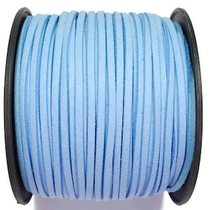 5/10/20/30/40/50 m No.28 imitation suede ribbon 3 mm x 1.5 mm, blue azure blue, suede ribbon, imitation leather ribbon, suede ribbon, imitation leather ribbon