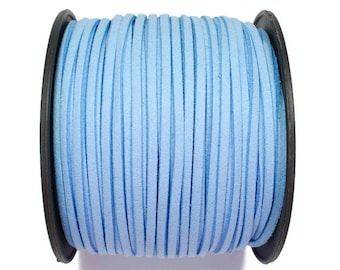 5/10/20/30/40/50m Nr.28 Wildlederimitat Band 3mm x 1,5mm, blau azurblau, Veloursband, Kunstleder Band, Veloursleder Band, Lederimitat Band