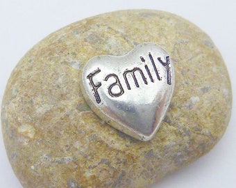 Floating Charms , Charm Heart Family Silver Plated