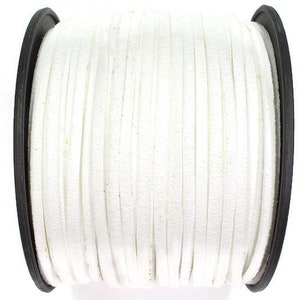 5/10/20/30/40/50 m No.4 imitation suede ribbon 3 mm x 1.5 mm, white, suede ribbon, imitation leather ribbon, suede ribbon, decorative ribbon, imitation leather