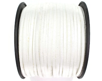 5/10/20/30/40/50 m No.4 imitation suede ribbon 3 mm x 1.5 mm, white, suede ribbon, imitation leather ribbon, suede ribbon, decorative ribbon, imitation leather