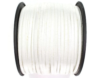 5/10/20/30/40/50 m No.4 imitation suede band 3 mm x 1.5 mm, white, velour strap, imitation leather band, suede strap, jewelry band, imitation leather