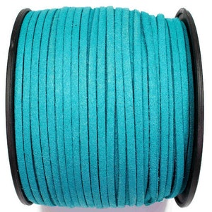 5/10/20/30/40/50 m No.30 imitation suede ribbon 2.8 mm x 1.5 mm, dark turquoise, suede ribbon, imitation leather ribbon, suede ribbon, imitation leather ribbon