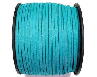 5/10/20/30/40/50 m No.30 imitation suede ribbon 2.8 mm x 1.5 mm, dark turquoise, velor ribbon, imitation leather ribbon, suede ribbon, imitation leather ribbon