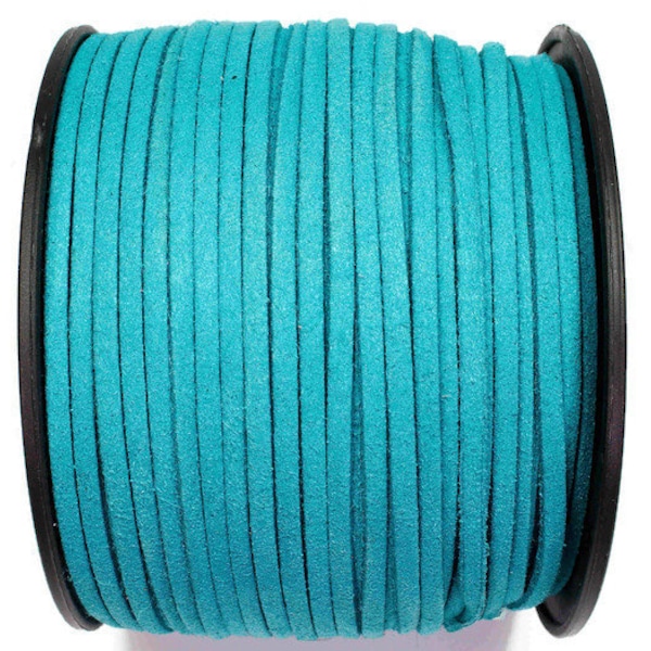 5/10/20/30/40/50 m ruban simili suédine n°30 2,8 mm x 1,5 mm, turquoise foncé, ruban velours, ruban simili cuir, ruban suédine, ruban simili cuir