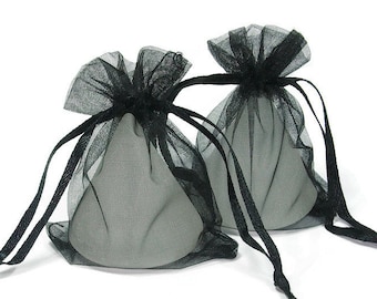 25/50/100/200 50 x 70 mm black organza bags, organza bags, organza bags, gift packaging, guest gifts, fabric bags black