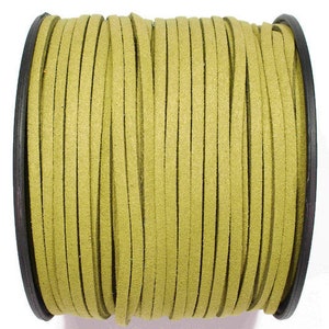 5/10/20/30/40/50 m No.36 imitation suede ribbon 3 mm x 1.5 mm, light green, suede ribbon, imitation leather ribbon, suede ribbon, imitation leather ribbon