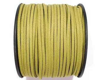 5/10/20/30/40/50 m No.36 imitation suede band 3 mm x 1.5 mm, light green green, velour strap, imitation leather strap, suede strap, imitation leather strap