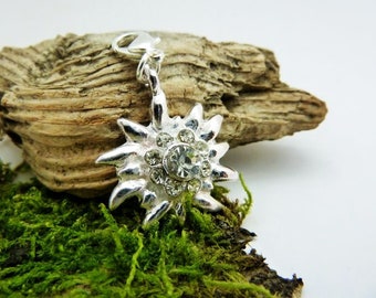 Trachten Charm Anhänger Edelweiss hell silber