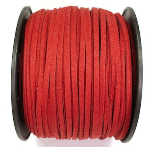 5/10/20/30/40/50 m No.10 imitation suede ribbon 3 mm x 1.5 mm, red light red, suede ribbon, imitation leather ribbon, suede ribbon, imitation leather ribbon