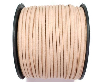 5/10/20/30/40/50m Nr.43 Wildlederimitat Band 3mm x 1,5mm, nude pfirsich, Veloursband, Kunstleder Band, Veloursleder Band, Lederimitat Band