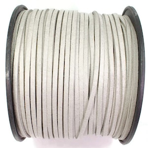 5/10/20/30/40/50 m No.3 imitation suede ribbon 3 mm x 1.5 mm, light grey, velour ribbon, imitation leather ribbon, suede ribbon, imitation leather ribbon