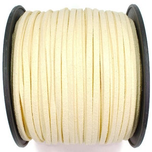 5/10/20/30/40/50 m No.5 imitation suede ribbon 3 mm x 1.5 mm, light yellow vanilla, velour ribbon, imitation leather ribbon, suede ribbon, imitation leather ribbon