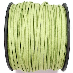 5/10/20/30/40/50 m No.35 imitation suede ribbon 3 mm x 1.5 mm, green light green, suede ribbon, imitation leather ribbon, suede ribbon, imitation leather ribbon
