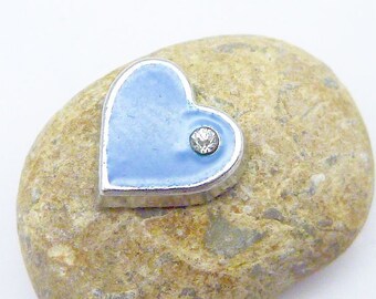 Floating Charms,Charm Heart Blue 1 Stone