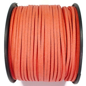 5/10/20/30/40/50 m No.12 imitation suede ribbon 3 mm x 1.5 mm, orange red, velour ribbon, artificial leather ribbon, suede ribbon, imitation leather ribbon red