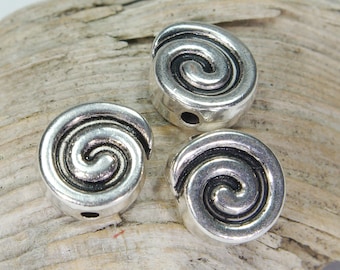 25 Metall-Perlen 8mm x 3mm Spirale Schnecke Perlen