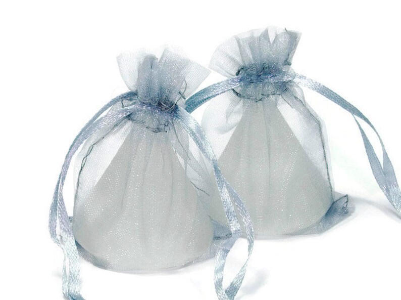 guest gift baptism wedding Grey Organzat\u00e4schchen gift wrapping 2550100200 70 x 90 mm Organzas\u00e4ckchen silver grey grey organza bag