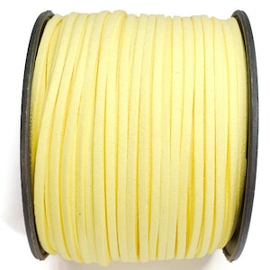 5/10/20/30/40/50 m No.6 imitation suede ribbon 3 mm x 1.5 mm, light yellow, suede ribbon, imitation leather ribbon, suede ribbon, imitation leather ribbon