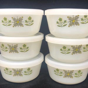 Vintage Fire King Custard Cups with Lids: Meadow Green Milk Glass Set