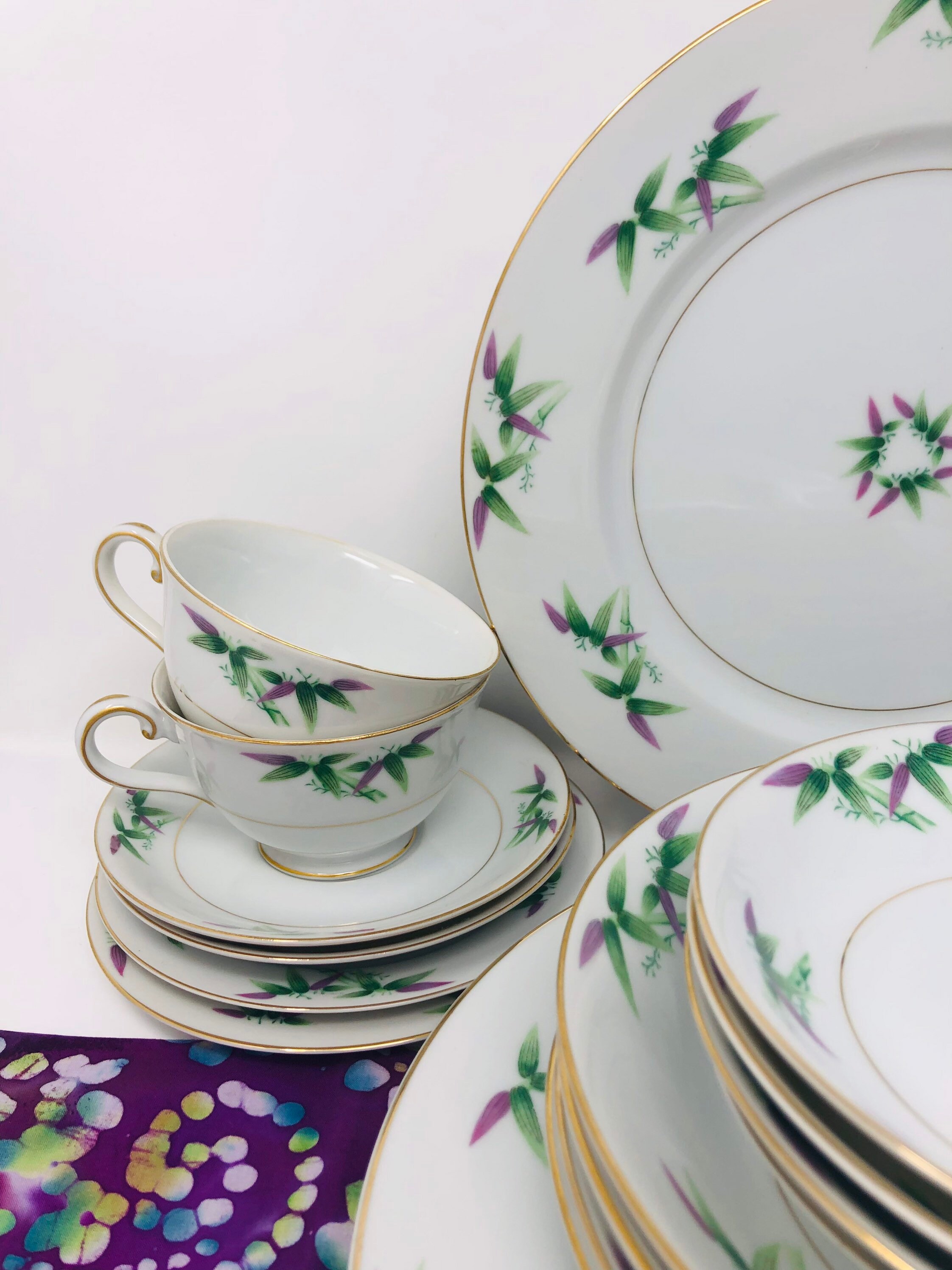 Peace&Harmony Bamboos 中皿 Bamboo Mandarin by Harmony House China 24-piece Set Bamboo