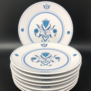 Noritake Blue Haven BREAD PLATES Set of 8 Noritake Progression Blue Haven Bread Plates 1960s Noritake Blue Floral Dinnerware 1970s Blue