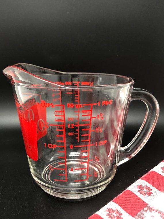 Vintage Glass Measuring Cup Anchor Hocking 2 Cups 16 Oz Handle 