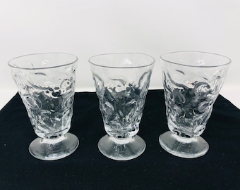 Bryce El Rancho Clear Crinkle Goblets - Set of 3, Vintage 1950s