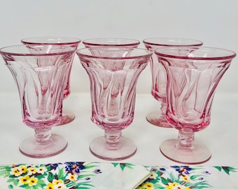 Fostoria Jamestown Pink ICED TEA GOBLETS Set of 6 Mid Century Pink Glassware