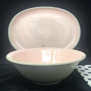 Harkerware Shell Pink Serving Bowl and Platter: 1950s Dinnerware Set
