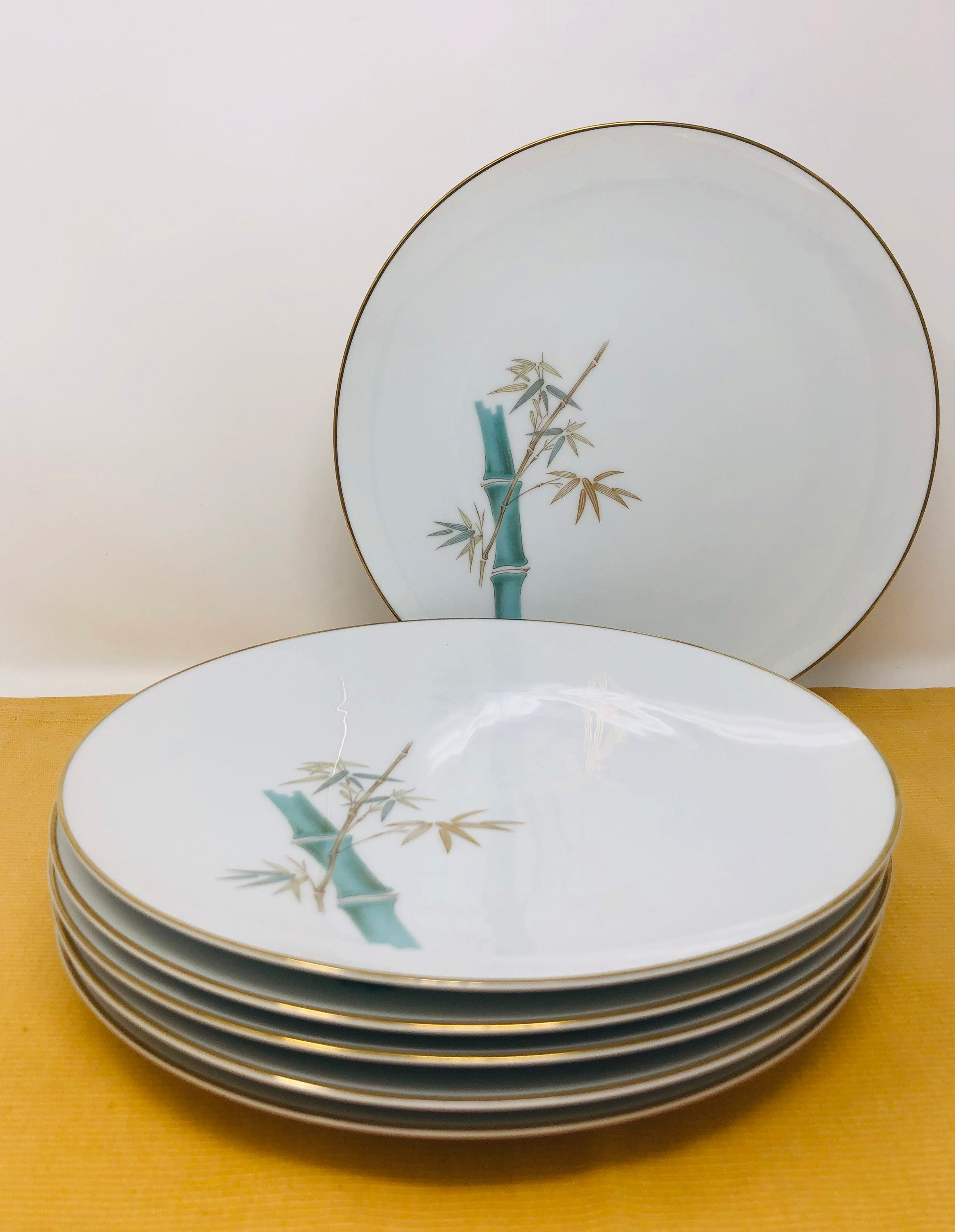 Noritake Oriental Bamboo Dinner Plates Set of Vintage Tiki