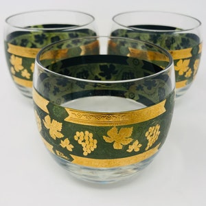 Set of 8, Vintage Cera “Golden Grapes” Highball Glasses