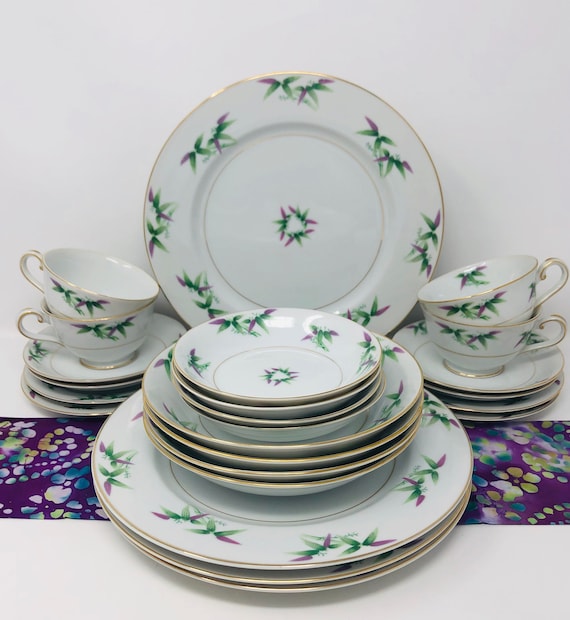 Peace&Harmony Bamboos 中皿 Bamboo Mandarin by Harmony House China 24-piece Set Bamboo