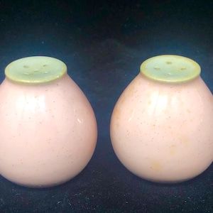 Vintage Harkerware Shell Pink Salt & Pepper Shakers - 1950s Kitchen