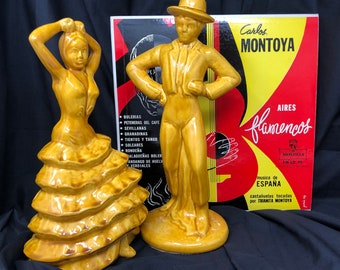 Vintage Ceramic Flamenco Dancers Figurines - 1960s Spanish Decor - Set of 2