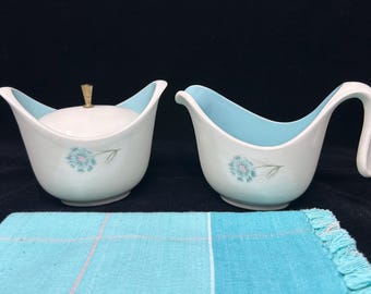 Taylor Smith and Taylor Boutonniere Sugar Creamer Set, 1950s Mid-Century