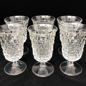 Fostoria American Clear Low Water Goblets Set of 6 Fostoria Crystal Stacked Cube Goblets Vintage 1960s Sixties Tablescape Fostoria Goblets